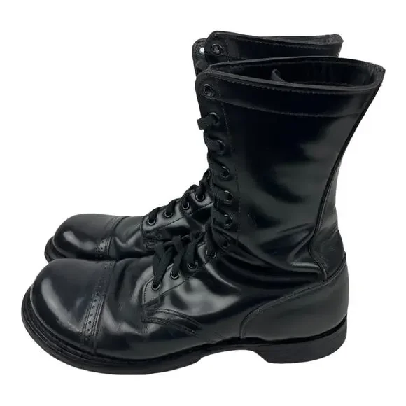 HH Brand Double H 975 Military Combat Jump Boots Cap Toe Upper Leather USA 9 1/2